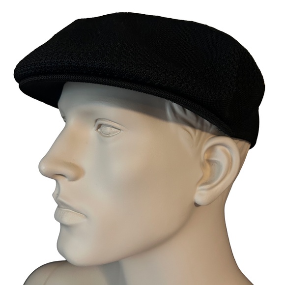 KANGOL Flat Cap Newsboy Hat Tropic 504 Ventair Black Born British Unisex NWOT - Picture 3 of 14